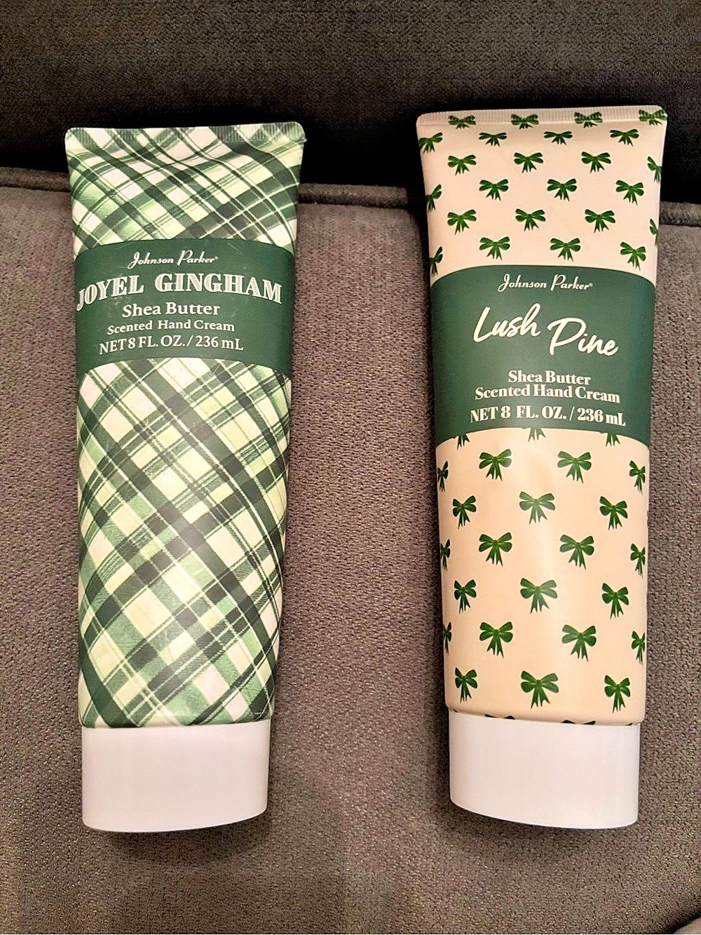 Set of 2 Johnson Parker Joyel Gingham and Lush Pine Shea Butter Scented Hand Cre